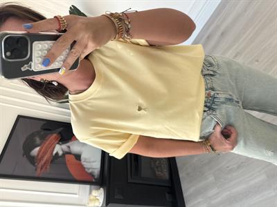 Orijinal Marka , Metal Logolu , %100 Cotton , Sarı T-shirt