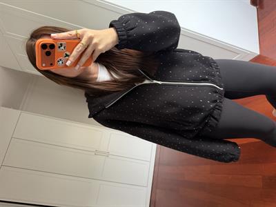 Taş Çakımlı , Parıltılı , Siyah Sweatshirt