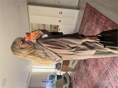 Vizon, Taşlı Belden Büzgülü Premium Tencel Ceket