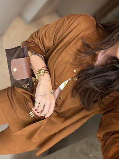 Gold Aksesuarlı , Taba , Premium Süet , İspanyol Pantolon