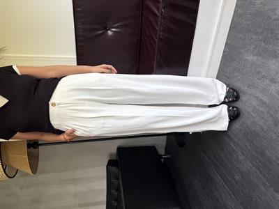 Gold Düğmeli , Arka Beli Lastikli , Beyaz Palazzo Pantolon