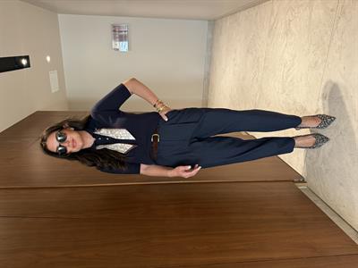 Süet Kemerli , Lacivert , Likralı Havuç Pantolon