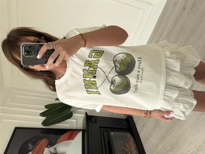 Logolu, Yeşil Desenli T-Shirt