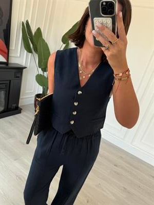 Orijinal Marka , Pamuk Keten , Lacivert Yelekli Takım