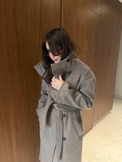 Premium Kalite , Dik Yaka , Kahverengi Palto