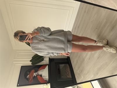 Marka Logolu , Şardonlu Sweatshirt & Şort , Gri Takım