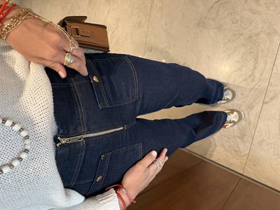 Önden Gold Düğme Detaylı , Likralı , İspanyol Jean Pantolon