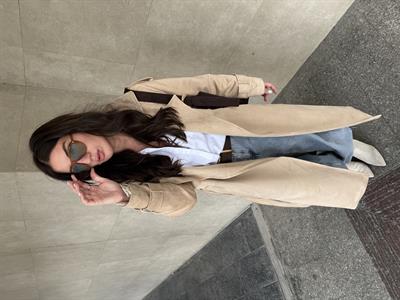 Premium , Bej , Süet Trençkot