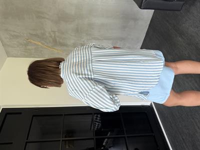 Bebe Mavisi Çizgili , Tencel , Tiril Gömlek