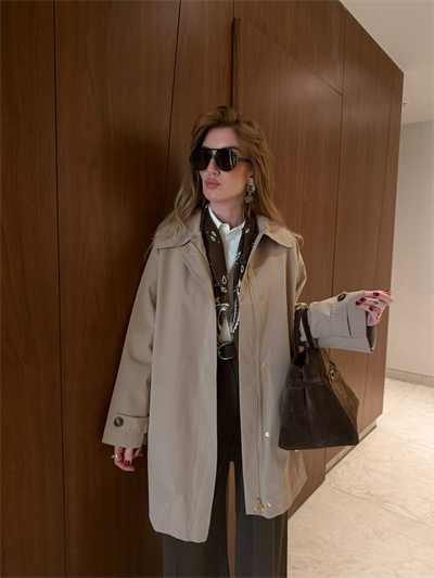 Yakası Ekoseli , Premium Camel Trençkot