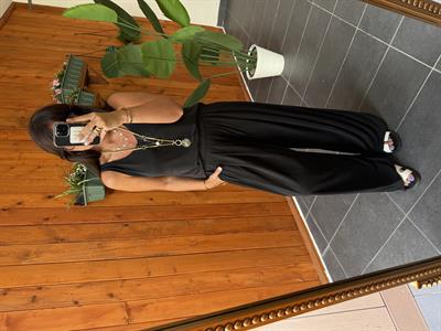 Arkası Lastikli , Siyah Modal Pantolon