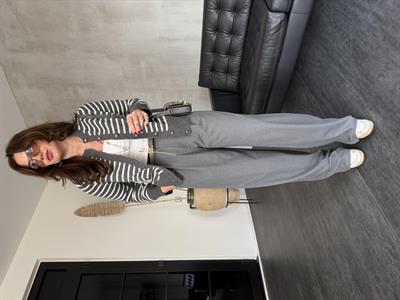 Özel Dokulu , Gri , Palazzo Pantolon