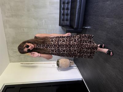 Leopar Desenli , Premium Tiril Elbise