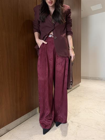 Crocodile Desenli , Bordo Mat Saten Pantolon