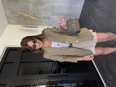 %100 Keten , Haki Blazer Ceket
