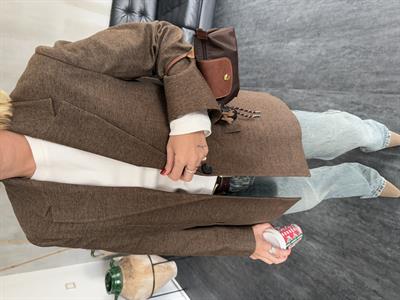 Premium Kalitede , Dokulu , Kahverengi Blazer Ceket