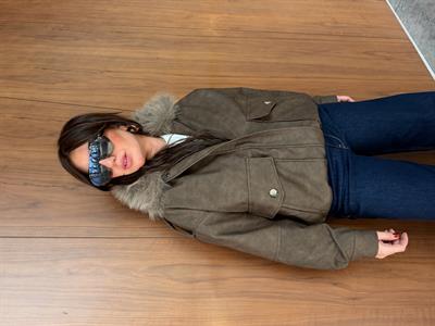 Orijinal Model , Yakası Çıkabilir Kürklü , Kahve Deri Mont