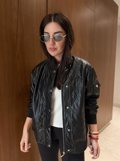 Siyah Deri Bomber Ceket