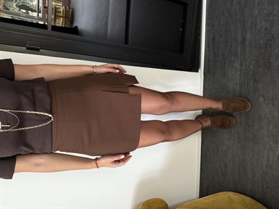 Yırtmaç Detaylı , Acı Kahve Şort Etek