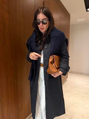 Orijinal Marka , Çizgili , Lacivert Kaşe Kaban