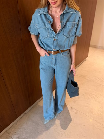 Kemerli , Yumuşacık , Tencel , Mavi Jean Tulum