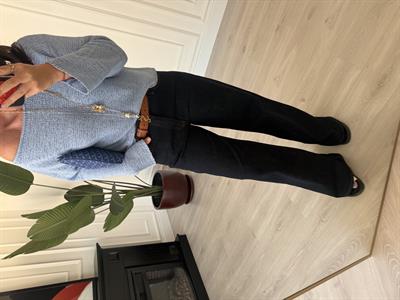 Likralı , Taba Dikişli , Lacivert , Premium Palazzo Jean