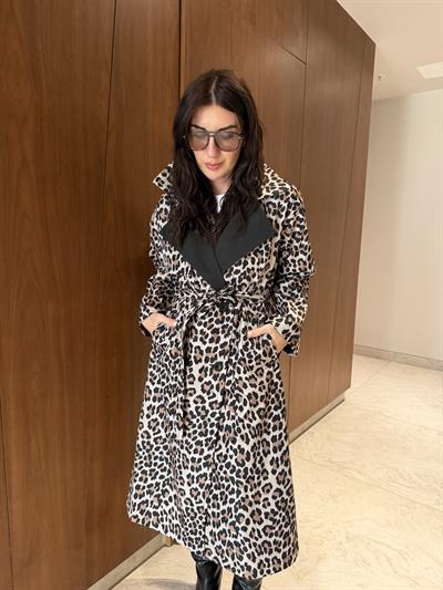 Leopar Desenli , Premium Trençkot