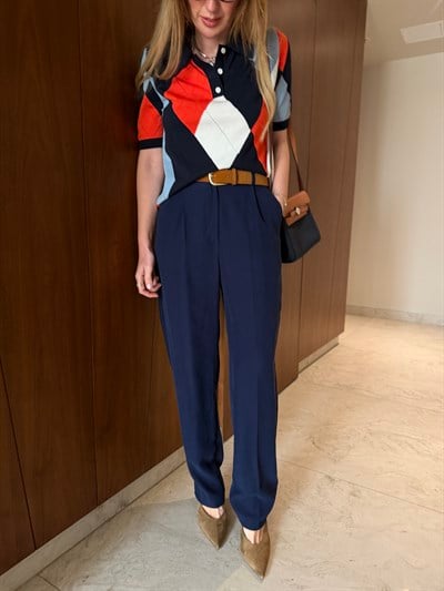 Orijinal Model , Süet Kemerli , Lacivert , Tok Tencel Pantolon