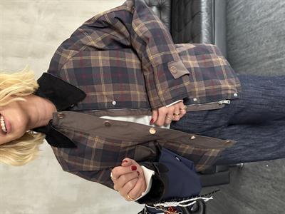 Orijinal Model , Lacivert Ekoseli , Kadife Yaka , Kışlık Mont