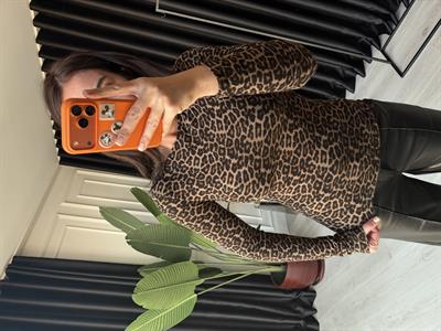 Full Likralı Kaşmir Dokulu Leopar Bluz