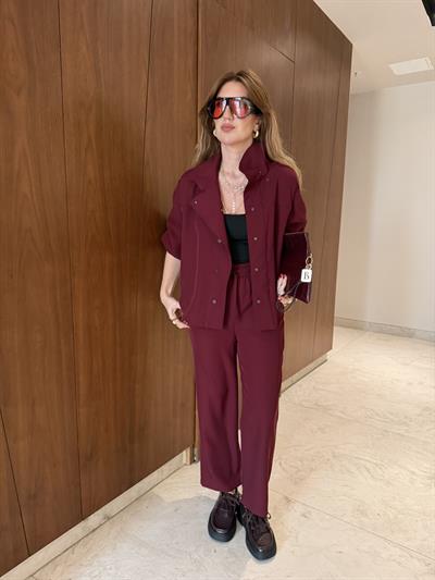 Bordo , Gömlek & Pantolon , Premium Takım