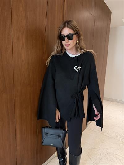 Orijinal Model , Siyah , Yarasa Kol , Premium Triko Ceket