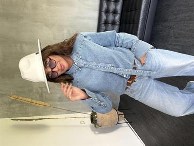 Özel Üretim Yakası Bağlamalı , Premium Jean Gömlek