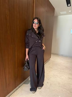 Tasarım Patpat Yakalı , Acıkahve , Premium Modal Takım