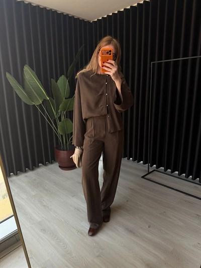 Orijinal Model , Acıkahve , Yandan Düğmeli , Premium Tok Tencel , Takım