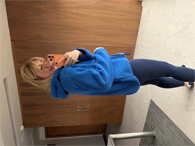Kapüşonlu Önden Fermuarlı Saks Mavisi Teddy Mont