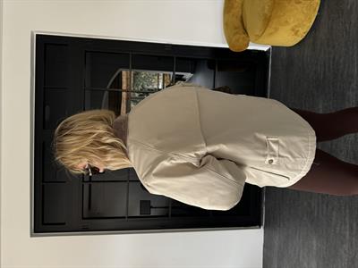 Kadife Yaka , Bej , Premium Kapitone Mont