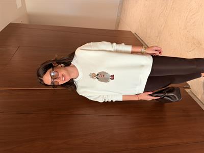 Orijinal Marka , Önü Taş İşlemeli Figürlü , Ekru , Sweatshirt