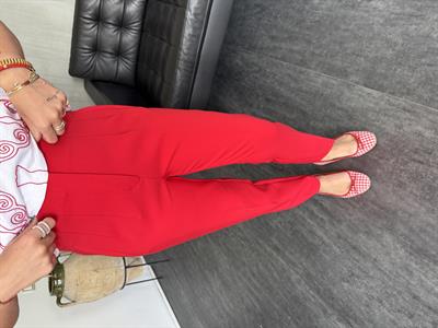 Kırmızı , Likralı , Flato Pantolon