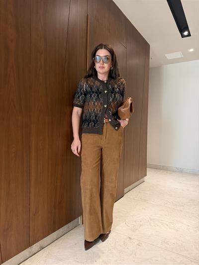Premium , Camel , Süet Palazzo Pantolon