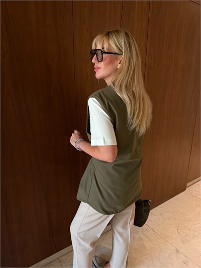 Orijinal Model , İçi Ekoseli , Kuşaklı , Haki Yelek