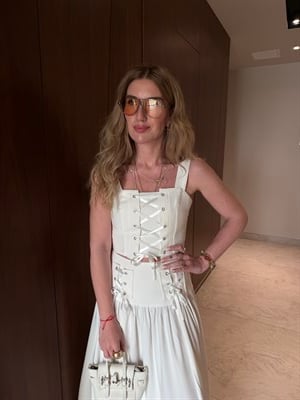 Beyaz, Kurdale Detaylı Premium Top & Etek Takım