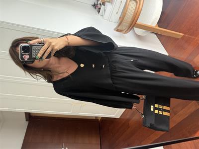 Gold Tasarım Düğmeli , Premium , Siyah Tensel Takım