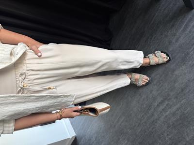 Beli Lastikli , Binici Model , Bej , Tencel Pantolon