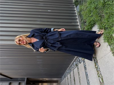 Kuşaklı Ceket & Etek , Premium Jean Takım