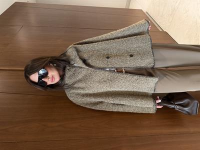 Peluş Dokulu , Kahverengi Kaşe Kaban