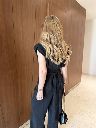 Beli Kuşaklı , Siyah , Yelek & Pantolon Takım