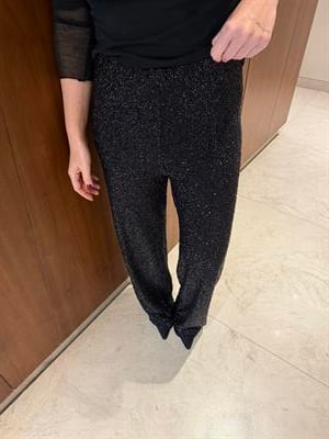 Full Likralı, Siyah Parıltılı Tiril Palazzo Pantolon 