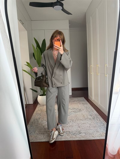 Dört Düğmeli , Premium Double Tencel , Nil Yeşili Blazer Takım