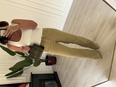 Arkası Lastikli , Kuşaklı , Premium , Haki , Tencel Gabardin Palazzo